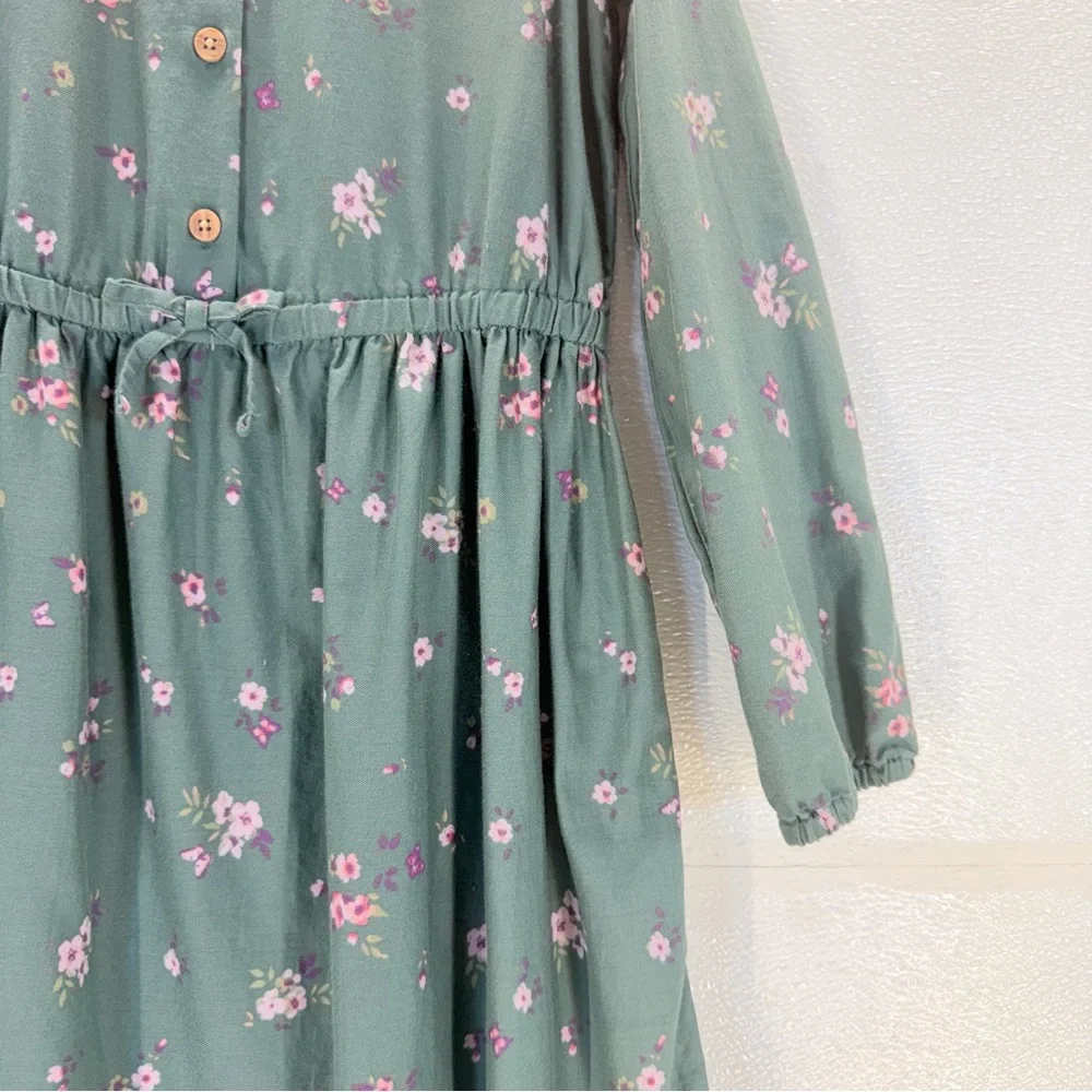 OshKosh Girls Floral Prairie Dress Size 8 Green Boho‎ Cottagecore